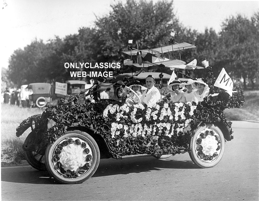 Old Airplane Model on Parade Car Float Photo Americana