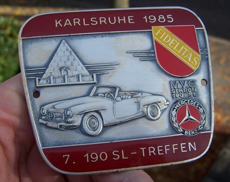 MERCEDES BENZ 190 SL CLUB GERMANY MEETING 1985 Badge KARLSRUHE   Rare