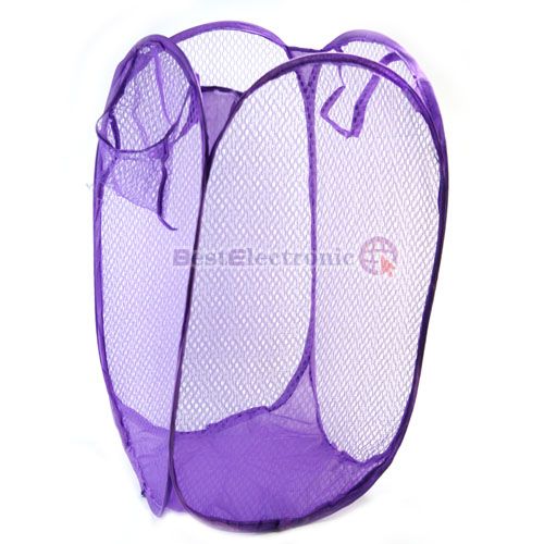 Pop Up Folding Mesh Hamper Laundry Basket Bag New