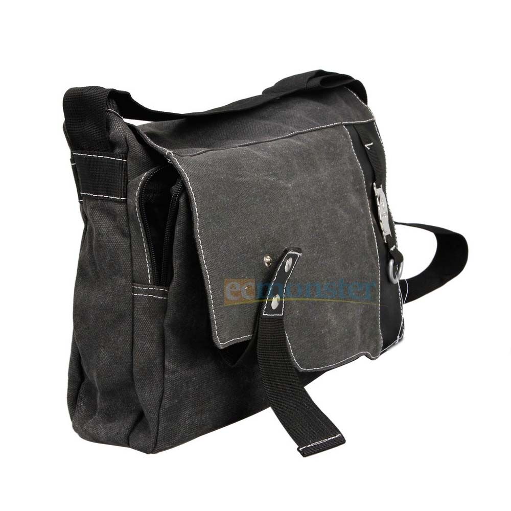 Design Eye Catching Men Canvas Shoulder Messenger Bag Black