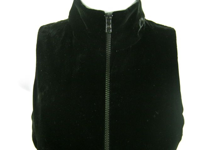 Mila Schon Black Velvet Long Zip Front Dress Sz 40