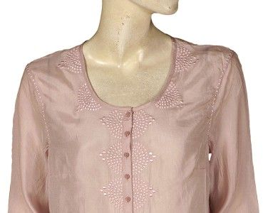 New $298 Day Birger Et Mikkelsen Embroidered Pink Silk Tunic Top s