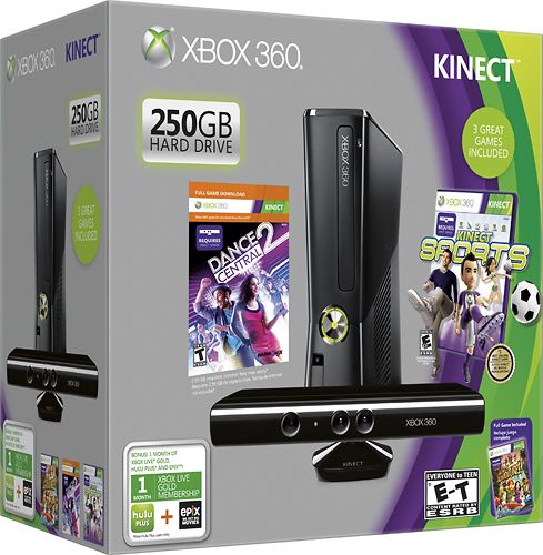 MICROSOFT XBOX 360 250GB KINECT HOLIDAY BUNDLE w/ KINECT ADVENTURES