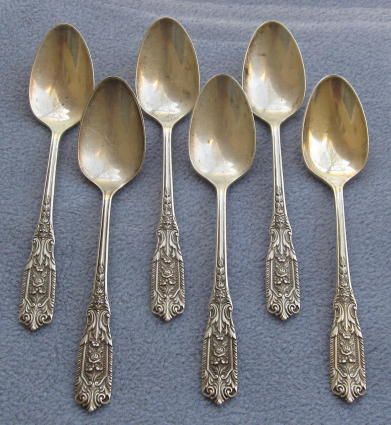 Set of Six Westmorland Sterling Silver Milburn Rose Teaspoons