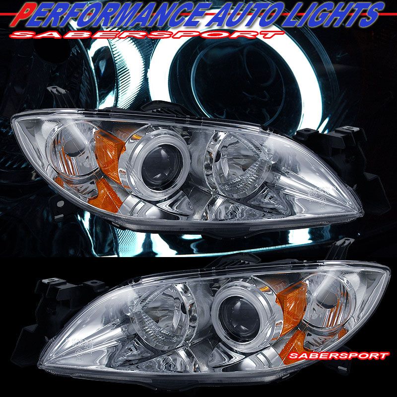 2004 2008 MAZDA 3 SEDAN OE STYLE CHROME PROJECTOR HEADLIGHTS W/ CCFL