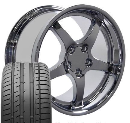 17 18 9 5 10 5 Chrome Corvette C5 Style Wheels Conti Tires Rims Fit