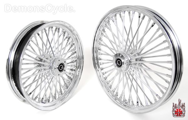 Chrome 21 18 Wheels Fat Mammoth 48 Spokes Fit Harley Fatboy Softail