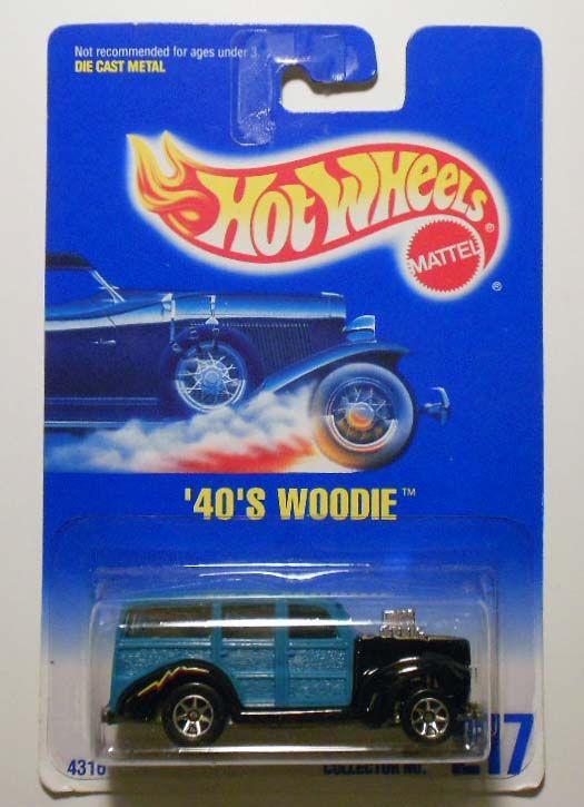 Hot Wheels B w Card 217 40s Woodie 7sp Wheel Variation Mint on Card