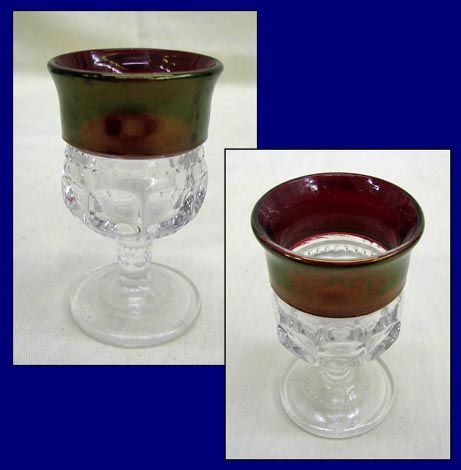 Old Kings Crown Cordial Iridescent Cranberry Glass 12