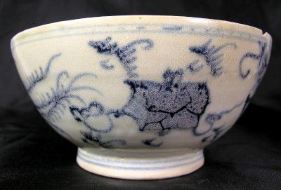 1600 Chinese Ming Dynasty Porcelain Phoenix Bowl from Shipwreck