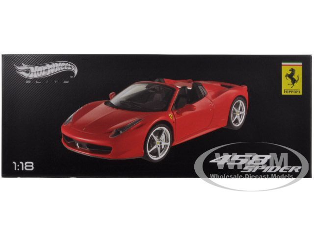 Ferrari 458 Italia Spider Red Elite Edition 1 18 by Hotwheels W1177