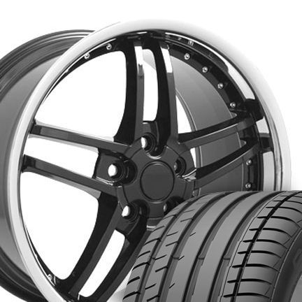 Black Corvette Z06 Style Wheels Conti Tires Rims Fit Camaro