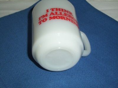 Vintage Snoopy Mug I Think IM Allergic to Morning 1958 Anchor Hocking