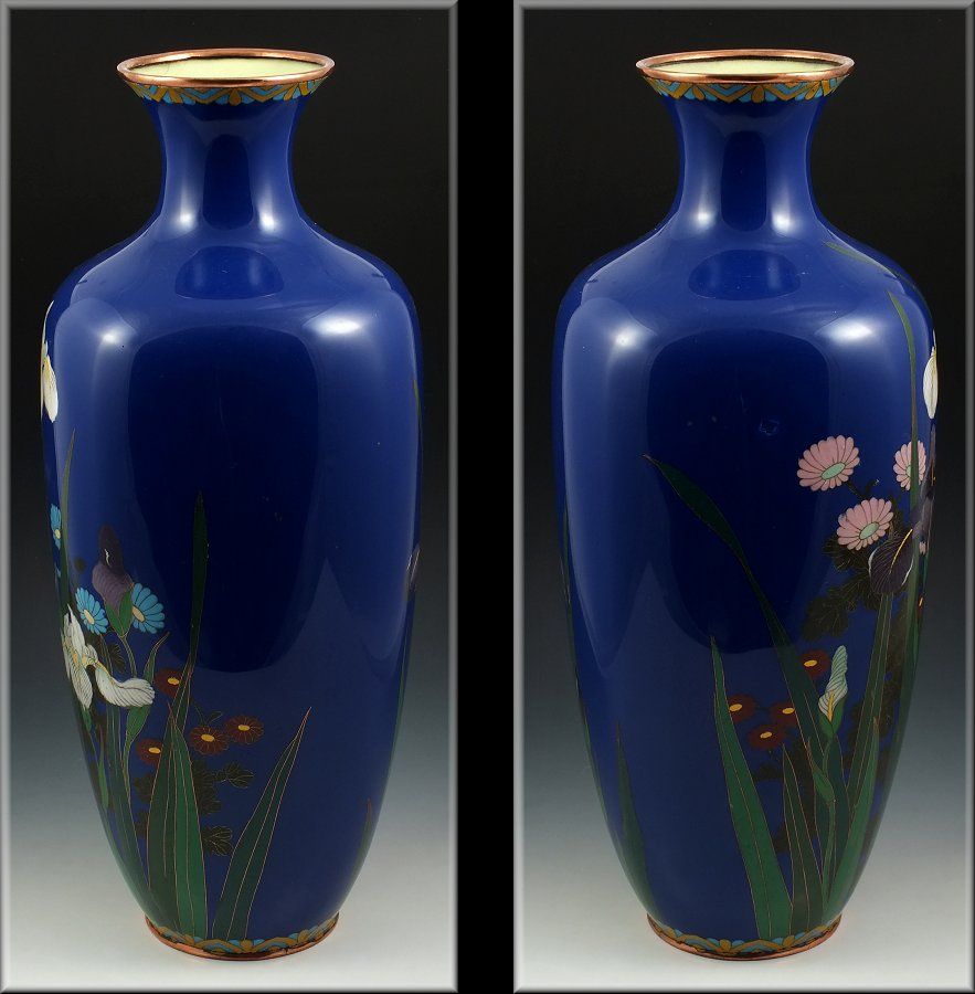 Beautiful Japanese Meiji Period Monumental Size Cloisonné Vase w