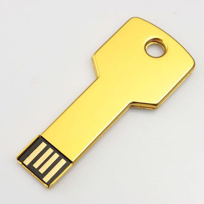 Goldden Color Key Shape 4GB/8GB/16GB USB Flash Memory Pen Drive Stick