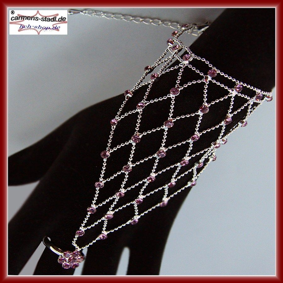 Sklavenarmband Handschmuck Braut Strass Handkette Bollywood