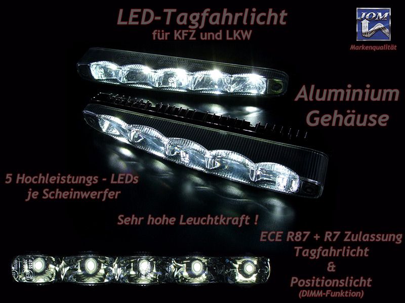 LED Tagfahrlicht Tagfahrleuchten Dimm Modus E R87&7 ECE