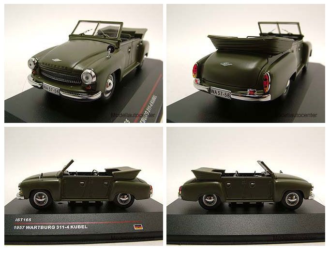 Wartburg 311 4 Kübel 1957 olivegrün, Modellauto 143 / IST Models