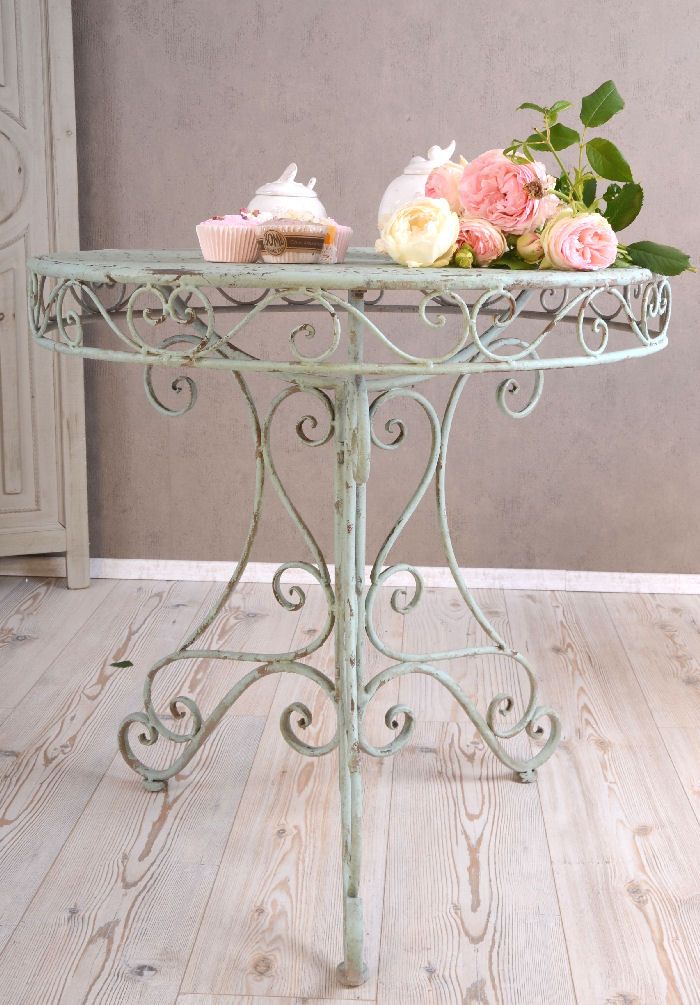 RUNDER EISEN TISCH FLORENTINISCH ANTIK SHABBY CHIC