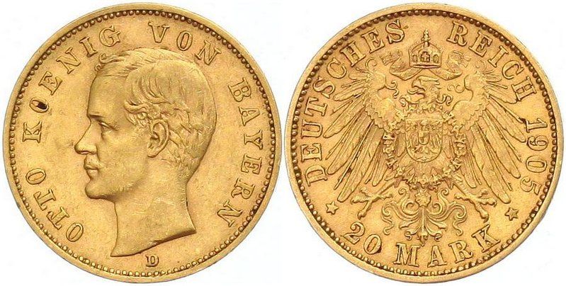 B619 J.200 Bayern 20 Mark 1905 Otto 1886 1913 Gold