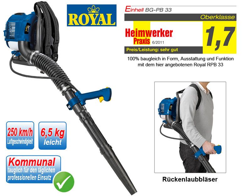 ROYAL RPB 33 BENZIN RÜCKEN LAUBBLÄSER LAUBGEBLÄSE LAUBBLASGERÄT