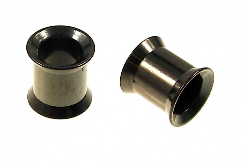 1x Double Flared Tunnel Plug Stahl Schwarz 3   12 mm