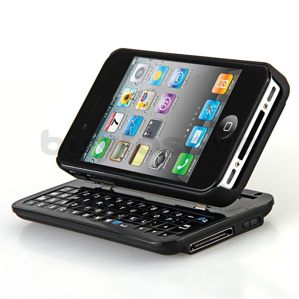 Bluetooth Tastatur Wireless Keyboard Case Tasche Hard f. iPhone 4 4S