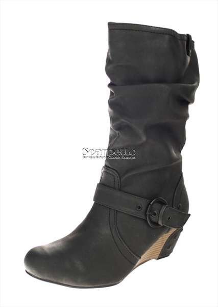 Damenstiefel Winterstiefel Keilabsatz Stiefel schwarz Größen 36 41