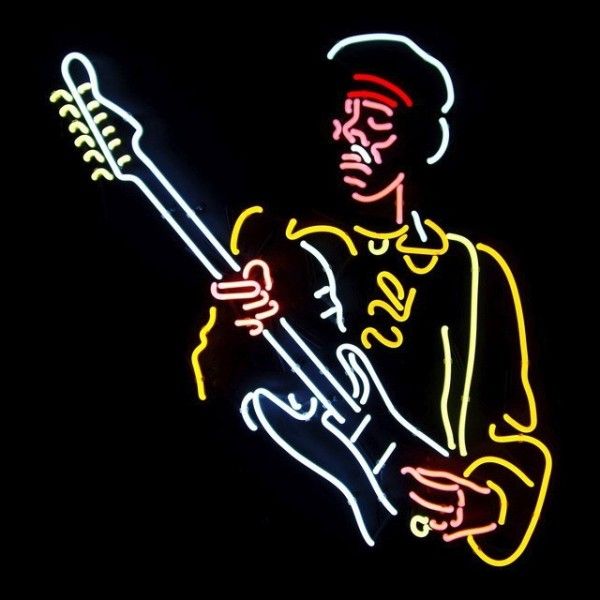 Jimi Hendrix Neon Silhouette Gitarren Spieler Leucht Werbung