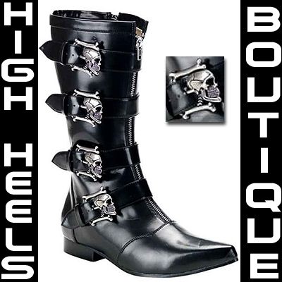 EXTRAVAGANTE GOTHIC MAENNER BOOTS BLACK TOTENKOPF 41 47