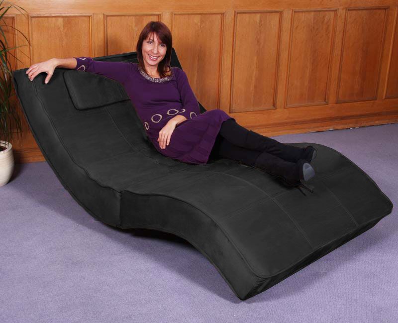 Relaxliege Recamiere Chaiselongue Livorno XXL Mikrofaser schwarz weiß