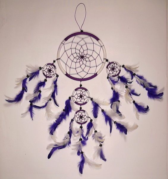 NEU schöner 17/50 Traumfänger Dreamcatcher lila weiß 54