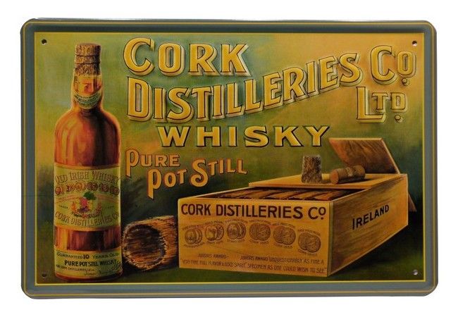 Blechschild Cork Distilleries Co Whisky 20 x 30 cm Metallschild 56