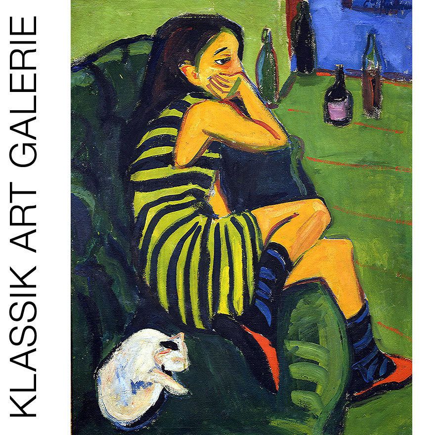 ERNST LUDWIG KIRCHNER Artistin Marcella BILD 55x70 cm Expressionismus