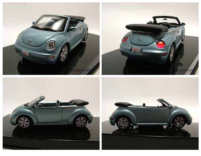 VW New Beetle Cabrio hellblau metallic, Modellauto 143 / Autoart