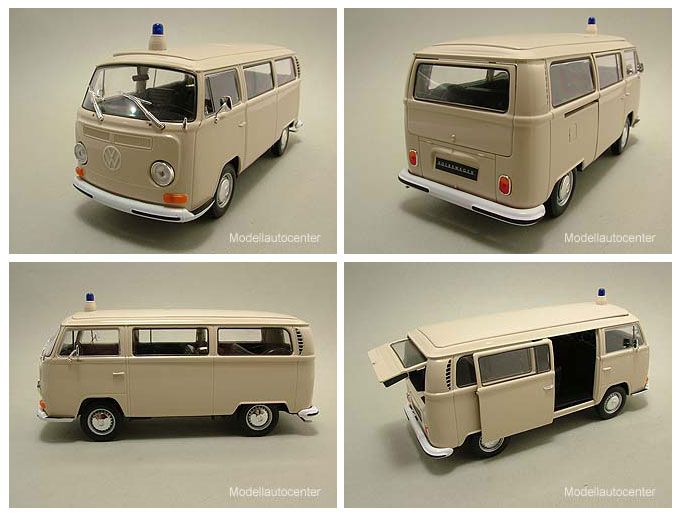 VW Bus T2 1972 Krankenwagen, Modellauto 124 / Welly