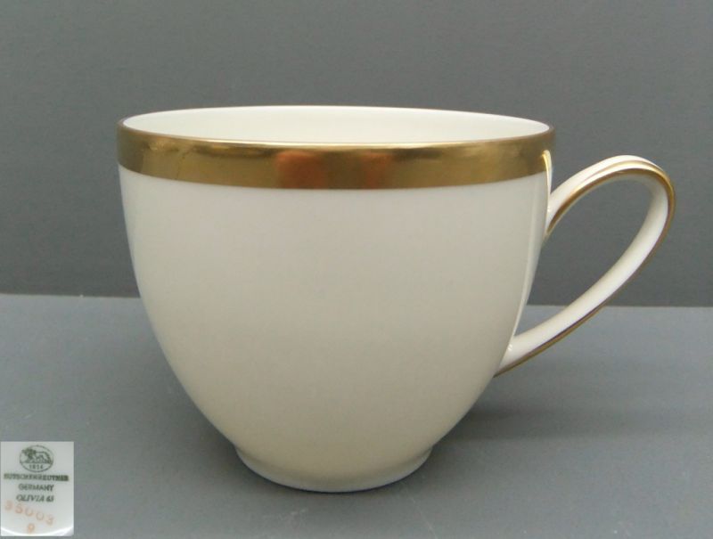 Hutschenreuther Kaffee Tasse   Olivia 63   Creme mit Goldrand