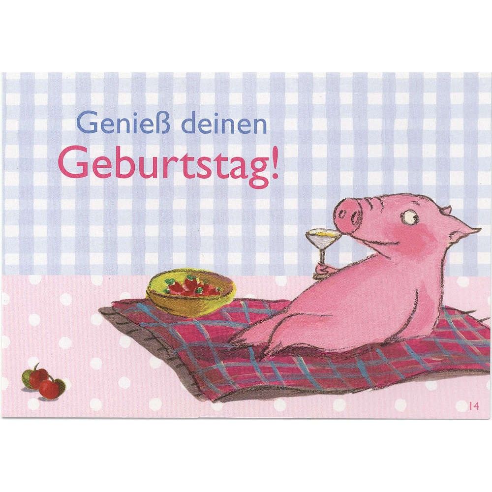 Rosalie und Trüffel Postkarte Genieß deinen Geburtstag