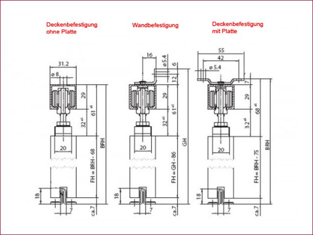 GEZE Rollan 40 N 71 90cm Schiebetürbeschlag Holz Schiebetür