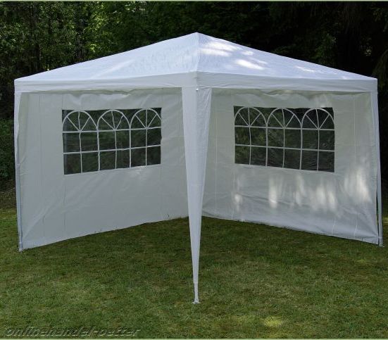 Pavillon Partyzelt mit 2 Seitenteile weiss 3x3 m NEU