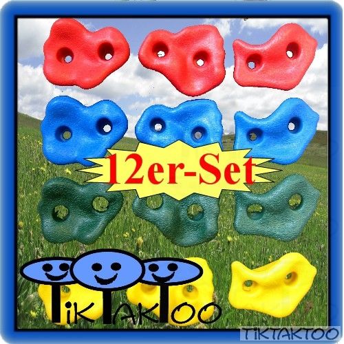 Klettersteine 12er Set Kletterwand Klettergriffe f. Spielturm