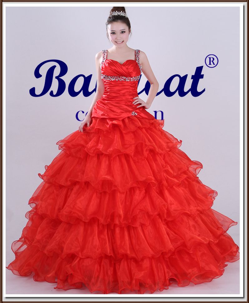 AY109R Ballkleid Abendkleid Brautjungfernkleid Verlobungskleid feurig