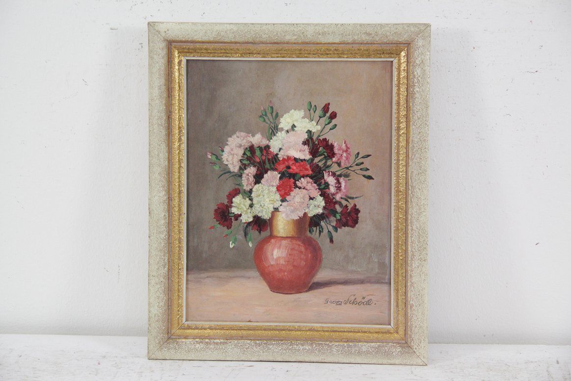 Ölgemälde Stillleben mit Blumen sig. Georg Schödl ~1920