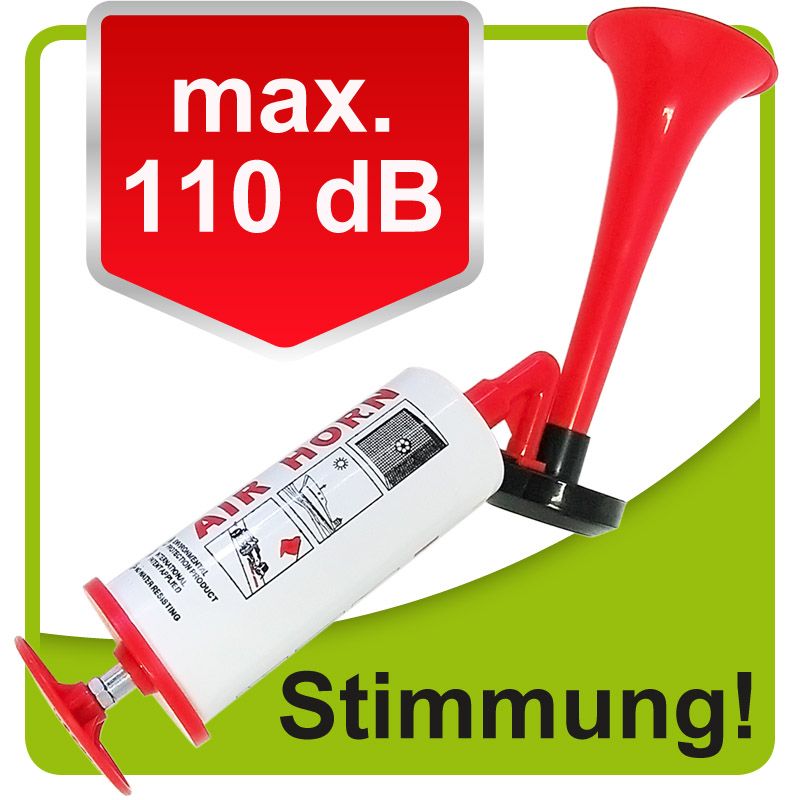 Druckluftfanfare Signalhupe Horn max. 110 dB Fußballtröte