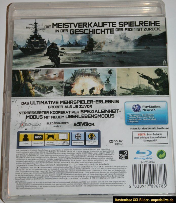 PS3 Playstation 3 Spiel CALL OF DUTY MW3 MODERN WAREFARE 3 FSK 18 TOP