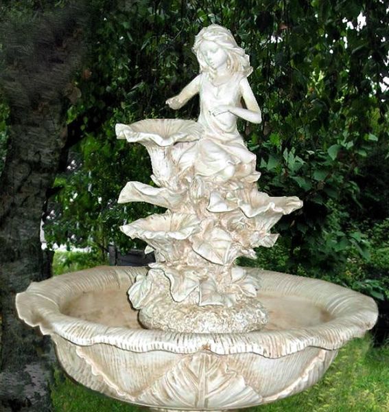 GARTENBRUNNEN Elfen im Jugendstil, H110 cm, Engelbrunnen Putte