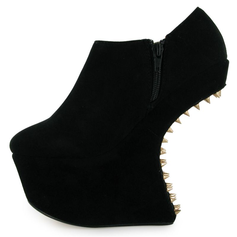 Public Desire   New Ladies Spike Stud Platform Wedge Womens Heel Less