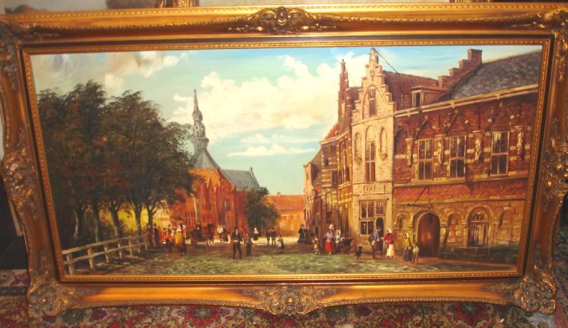 Uwe Offner (?) Altstadt, Öl/Leinen, gerahmt, RG 65x114 cm (163/13015