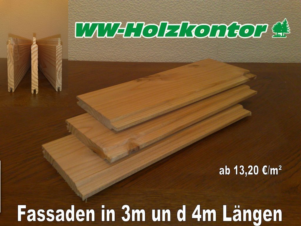 Douglasie Fassade Carport Verkleidung 16 x 118 mm 3/4 m Lang