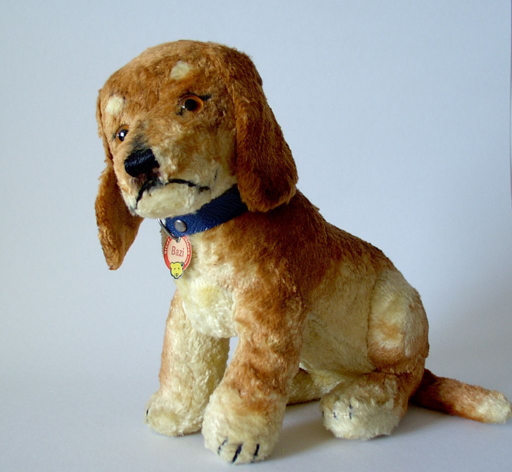 Steiff Hund Bazi Dackel 17cm SEIDENPLÜSCH 1948 49 PERFEKT dog silk